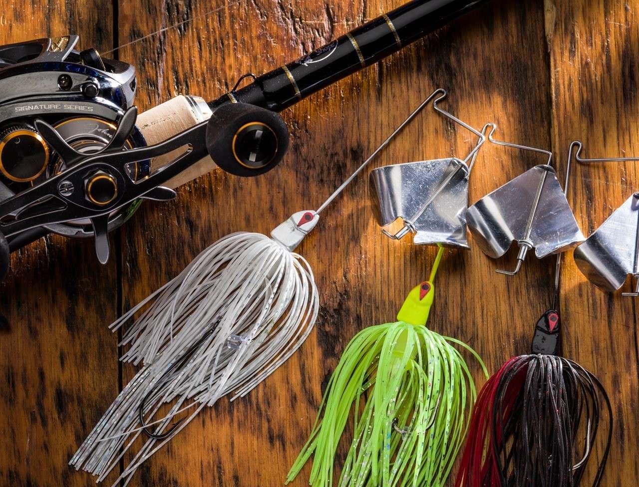 image of buzzbaits and rod reel