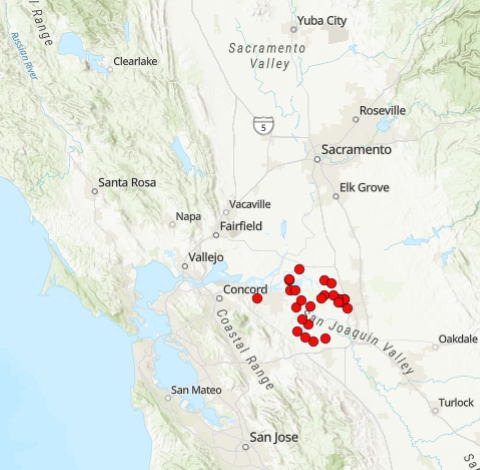 golden mussel detection map